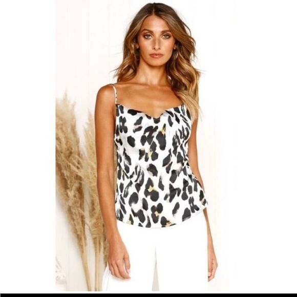 Womens Blouse, Leopard Print Silk Soft Sleeveless Camisole - Picture 5 of 6